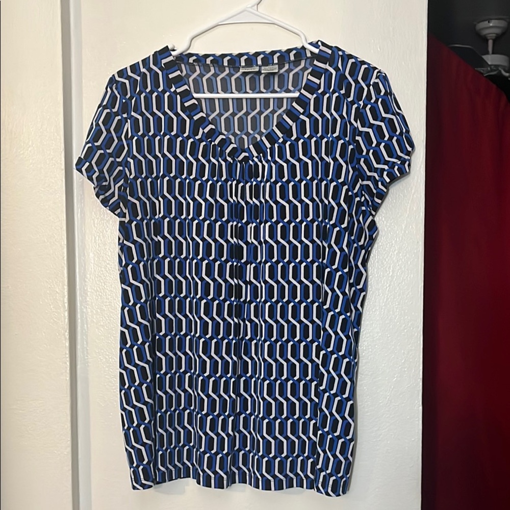 Duo Maternity Blue Buttoned Short Sleeve Blouse